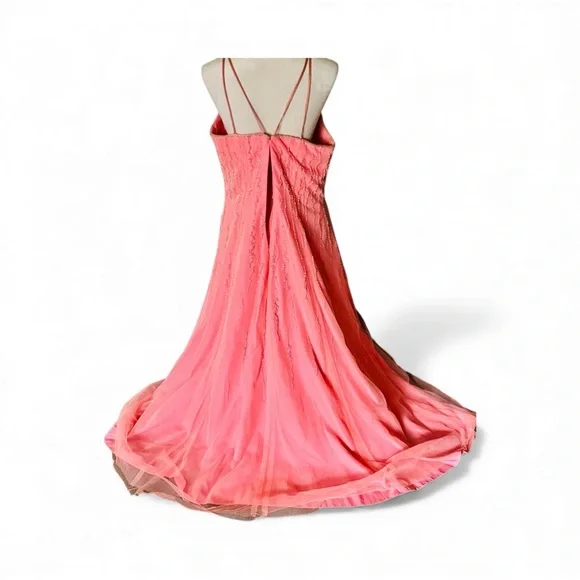 Alfred Angelo Coral Pink Beaded Princess Plus Size Prom Dress - Picture 8 of 16